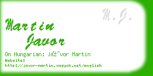 martin javor business card